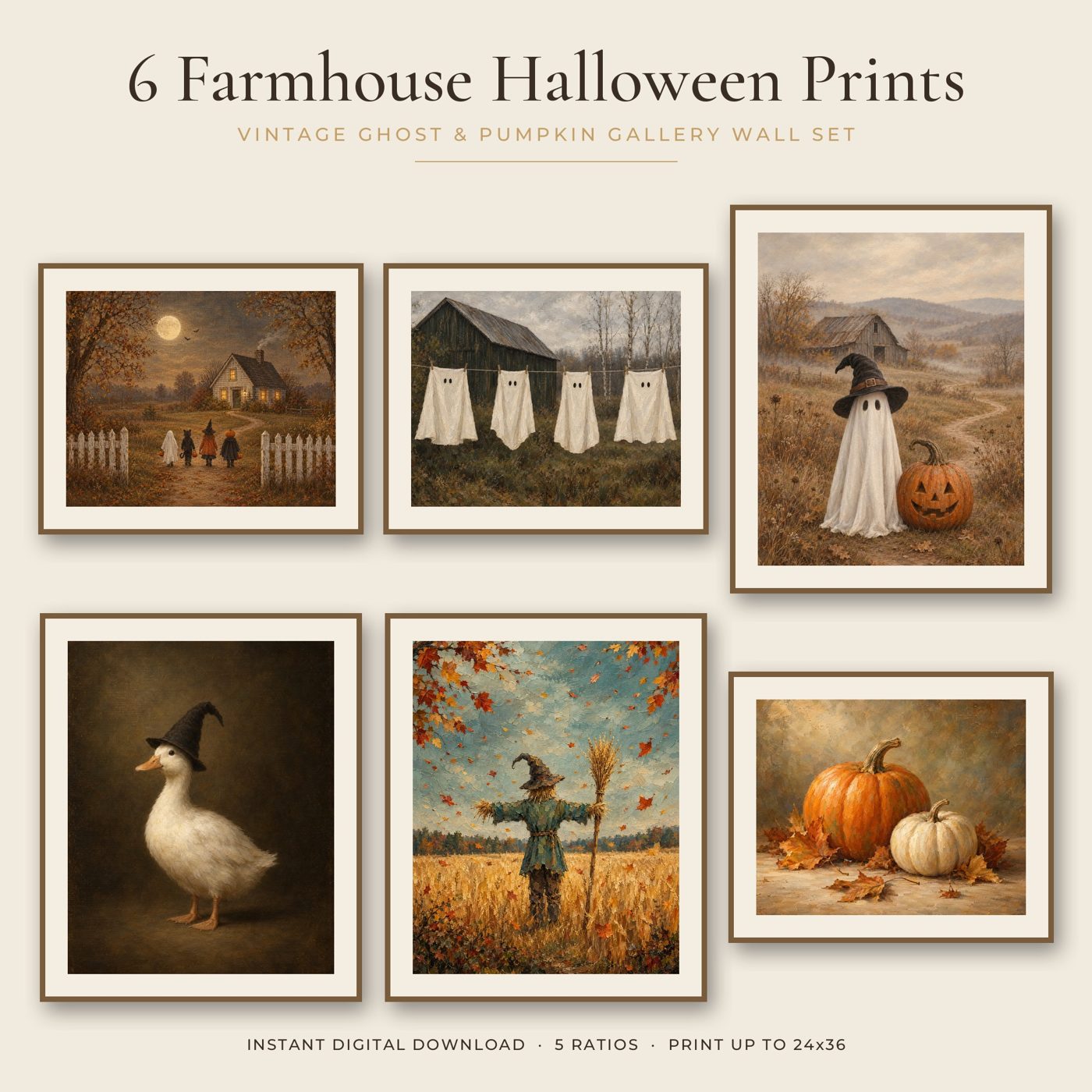 Farmhouse Halloween Bundle of 6 prints