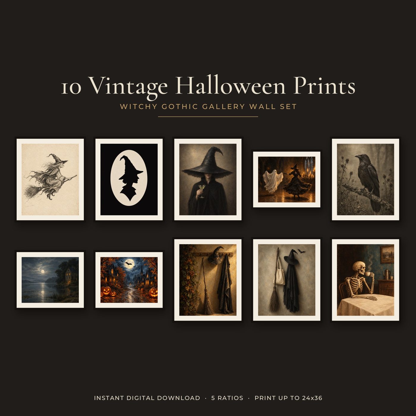 Vintage Halloween gallery wall prints